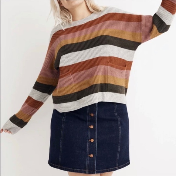 Madewell Pocket Pullover Walton Stripe Retro Sweater Size Medium - Picture 4 of 12